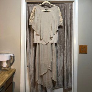 Khaki Top Lace at shoulders and built in tank Med